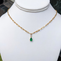 0.75 Ct. Emerald Accent Stones Necklace, 14K Yellow Gold Image