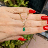 0.75 Ct. Emerald Accent Stones Necklace, 14K Yellow Gold Life Style