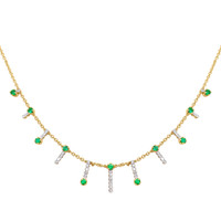 0.69 Ct. Emerald Natural Diamond Pave Necklace, 14K Yellow Gold Image
