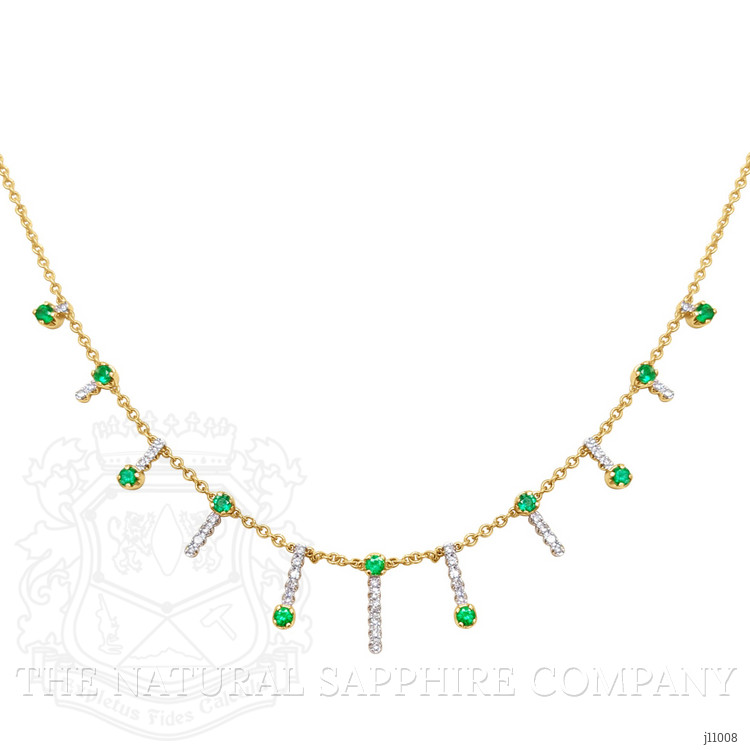0.69 Ct. Emerald Natural Diamond Pave Necklace, 14K Yellow Gold