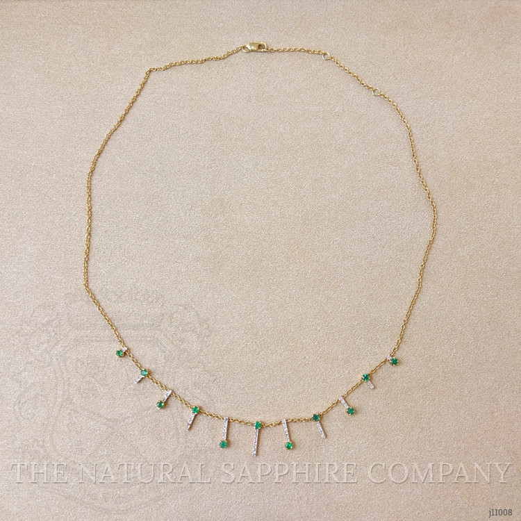 0.69 Ct. Emerald Natural Diamond Pave Necklace, 14K Yellow Gold