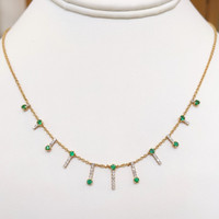 0.69 Ct. Emerald Natural Diamond Pave Necklace, 14K Yellow Gold Image