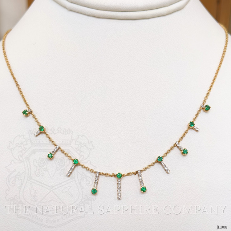 0.69 Ct. Emerald Natural Diamond Pave Necklace, 14K Yellow Gold