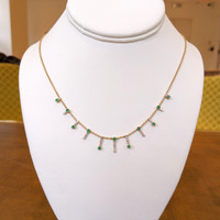 0.69 Ct. Emerald Natural Diamond Pave Necklace, 14K Yellow Gold Image