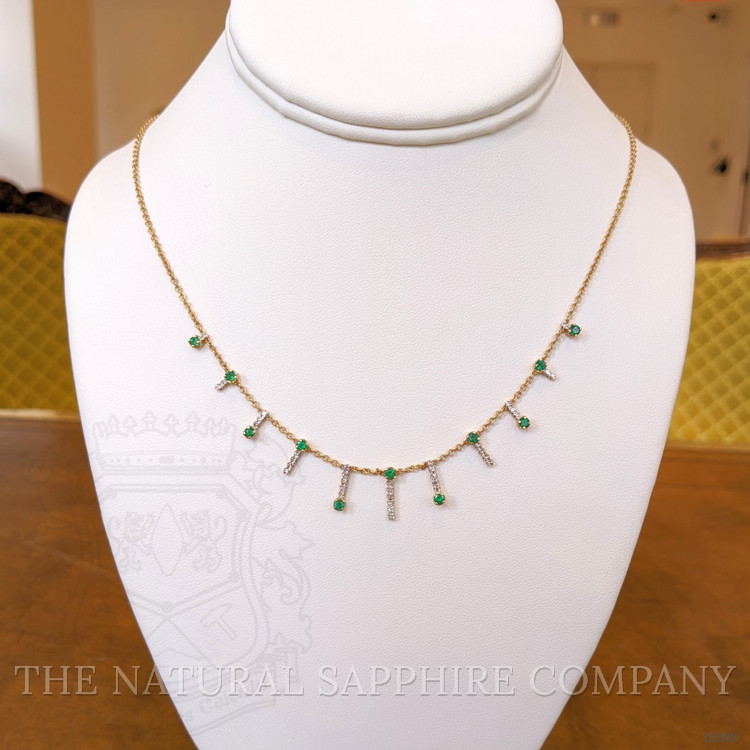 0.69 Ct. Emerald Natural Diamond Pave Necklace, 14K Yellow Gold