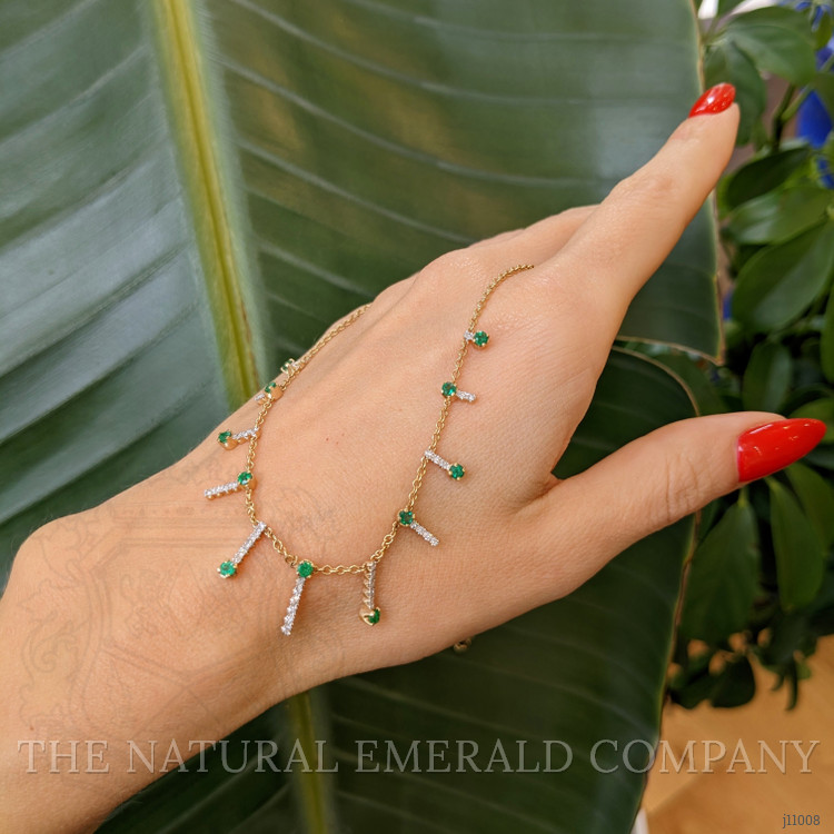 0.69 Ct. Emerald Natural Diamond Pave Necklace, 14K Yellow Gold