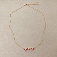 1.04 Ct. Ruby Natural Diamond Accent Stones Necklace, 14K Yellow Gold Image