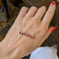 1.04 Ct. Ruby Natural Diamond Accent Stones Necklace, 14K Yellow Gold Life Style