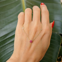 0.24 Ct. Ruby Natural Diamond Accent Stones Necklace, 14K Yellow Gold Life Style