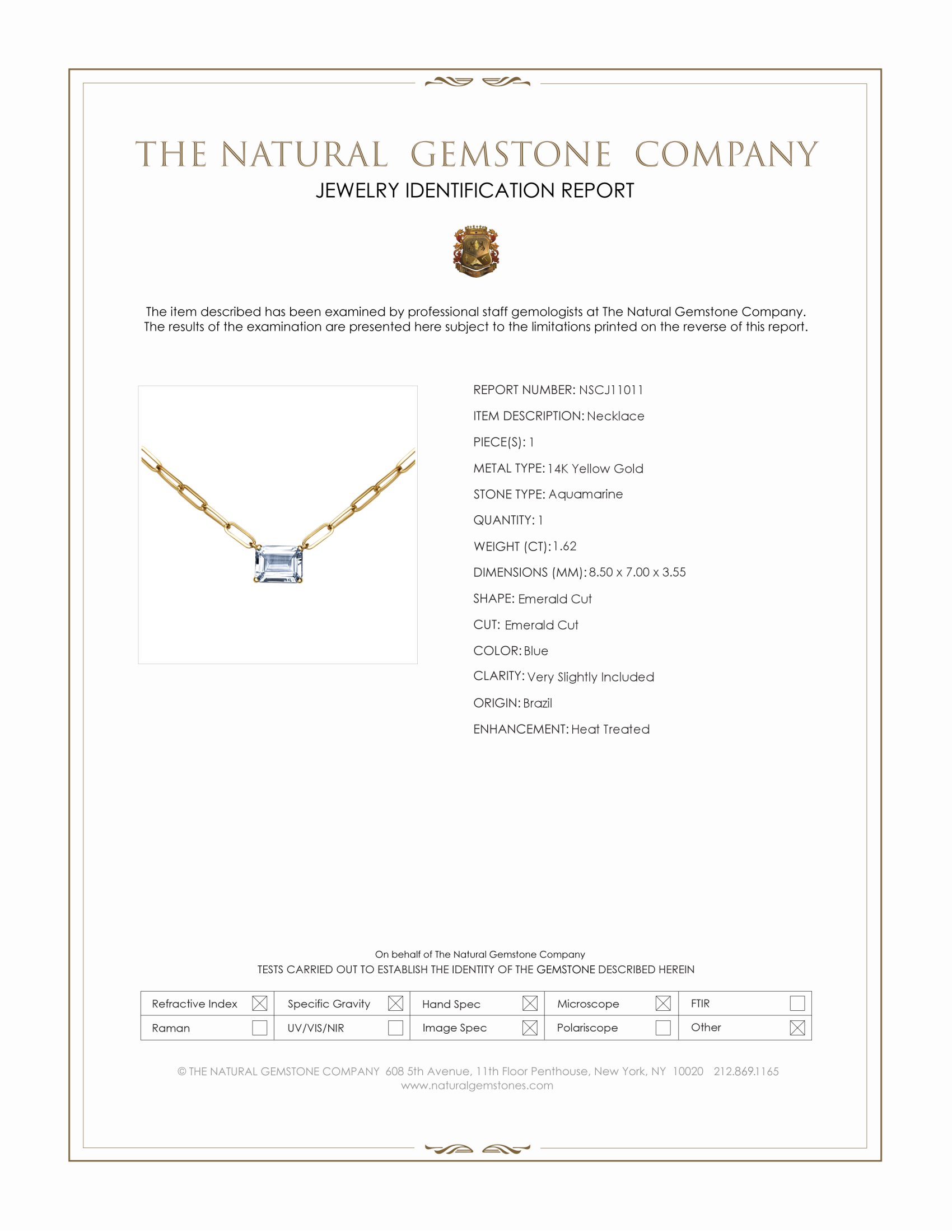1.62 Ct. Aquamarine Accent Stones Necklace, 14K Yellow Gold