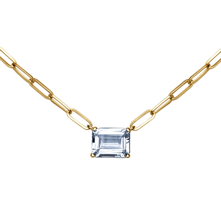 1.62 Ct. Aquamarine Accent Stones Necklace, 14K Yellow Gold