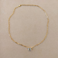 1.62 Ct. Aquamarine Accent Stones Necklace, 14K Yellow Gold Image