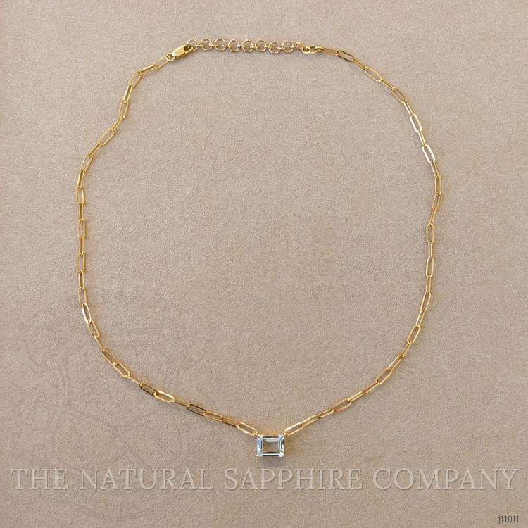 1.62 Ct. Aquamarine Accent Stones Necklace, 14K Yellow Gold