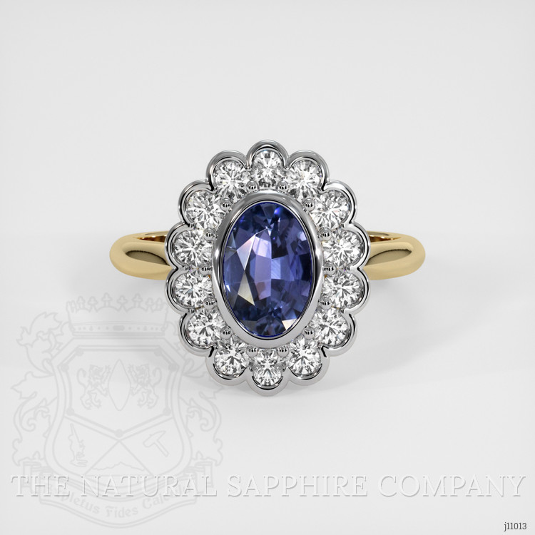 1.61 Ct. Violet Sapphire and Natural Diamond Halo Ring, 14K White & Yellow