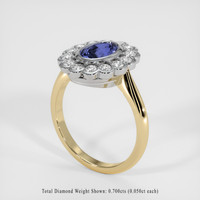 1.61 Ct. Violet Sapphire and Natural Diamond Halo Ring, 14K White & Yellow Image