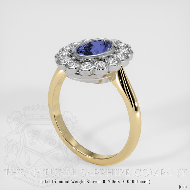 1.61 Ct. Violet Sapphire and Natural Diamond Halo Ring, 14K White & Yellow