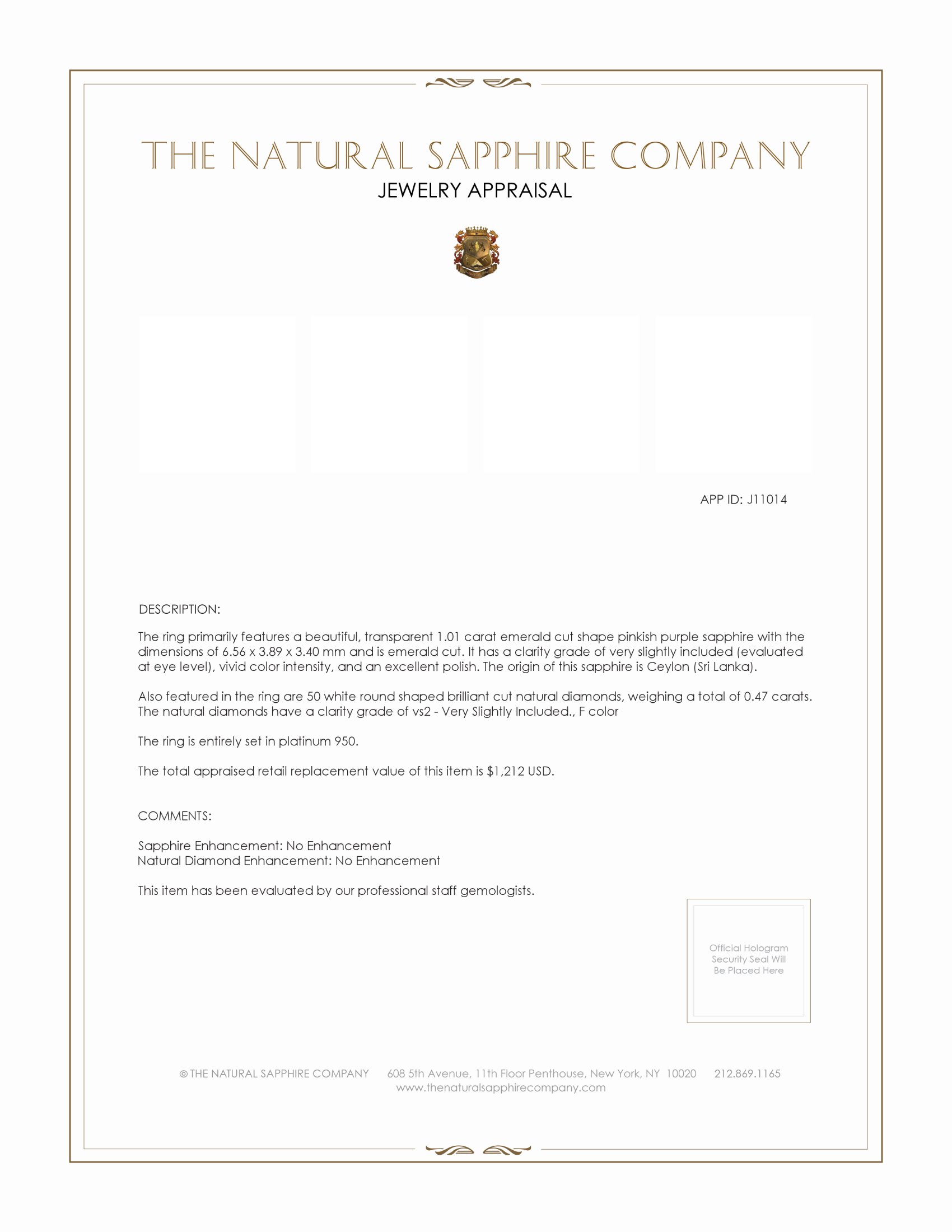 1.01 Ct. Pinkish Purple Sapphire and Natural Diamond Pave Ring, Platinum 950