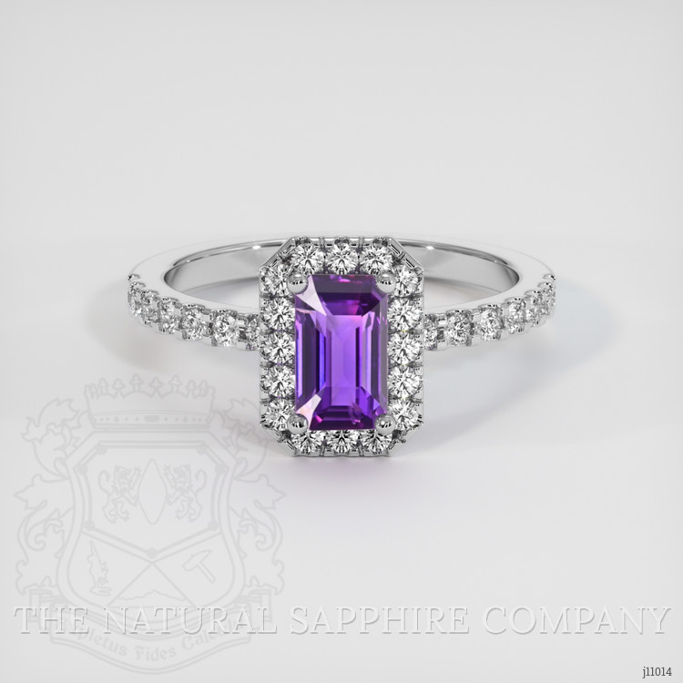 1.01 Ct. Pinkish Purple Sapphire and Natural Diamond Pave Ring, Platinum 950