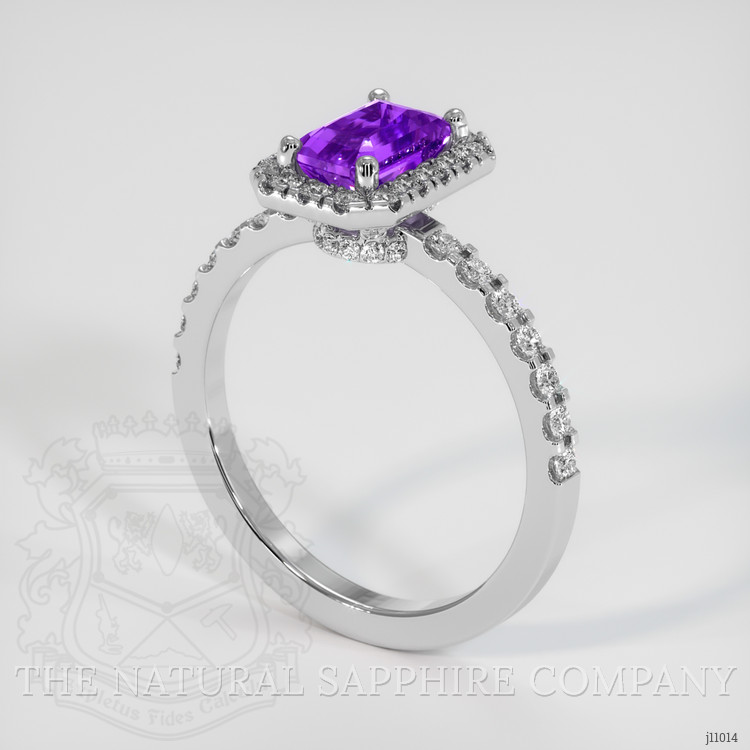 1.01 Ct. Pinkish Purple Sapphire and Natural Diamond Pave Ring, Platinum 950