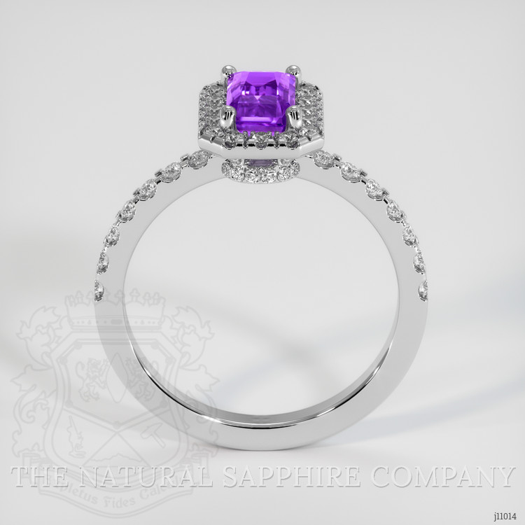 1.01 Ct. Pinkish Purple Sapphire and Natural Diamond Pave Ring, Platinum 950