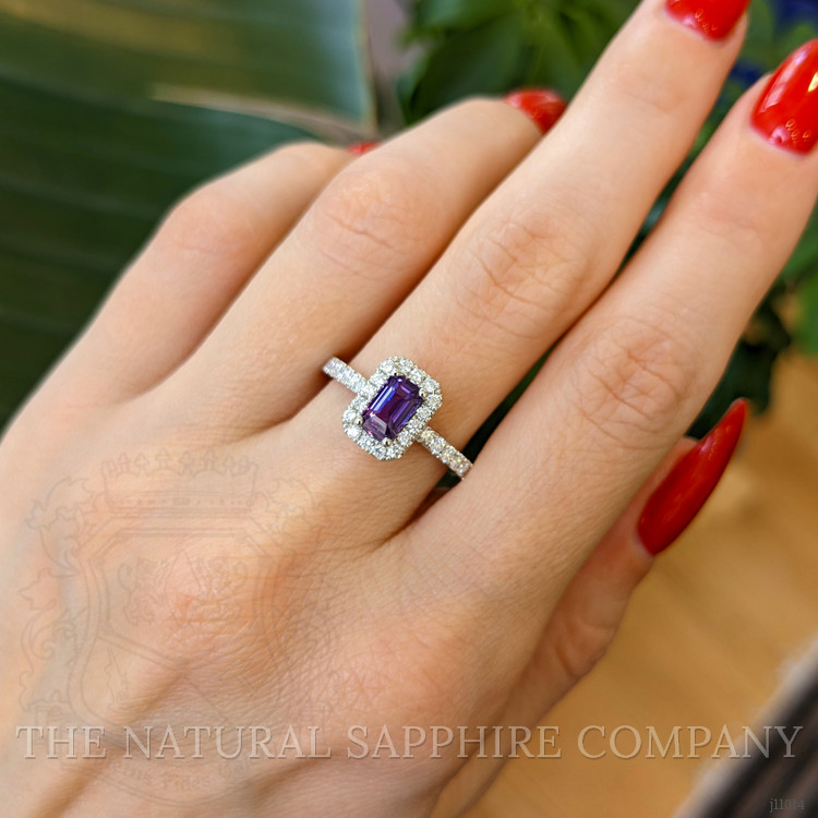 1.01 Ct. Pinkish Purple Sapphire and Natural Diamond Pave Ring, Platinum 950
