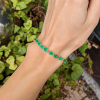 9.90 Ct.Tw. Emerald Tennis/Line Bracelet, 14K Yellow Gold Life Style