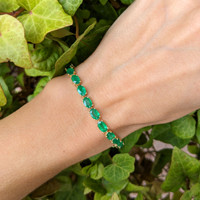9.90 Ct.Tw. Emerald Tennis/Line Bracelet, 14K Yellow Gold Life Style