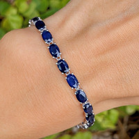 14.58 Ct.Tw. Sapphire 14K White Gold bracelet