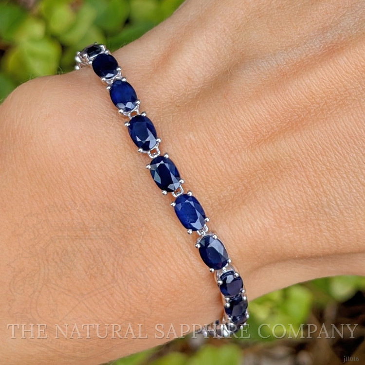 14.58 Ct.Tw. Blue Sapphire Tennis/Riviere Bracelet, 14K White Gold