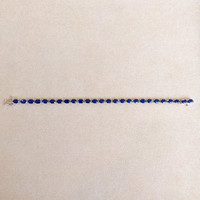 14.58 Ct.Tw. Blue Sapphire Tennis/Riviere Bracelet, 14K White Gold Image