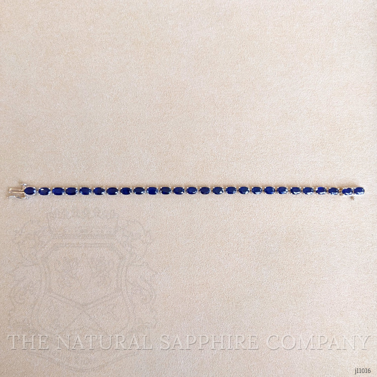 14.58 Ct.Tw. Blue Sapphire Tennis/Riviere Bracelet, 14K White Gold