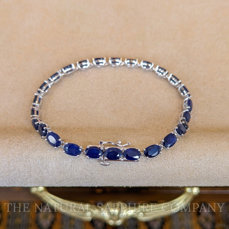 14.58 Ct.Tw. Blue Sapphire Tennis/Riviere Bracelet, 14K White Gold