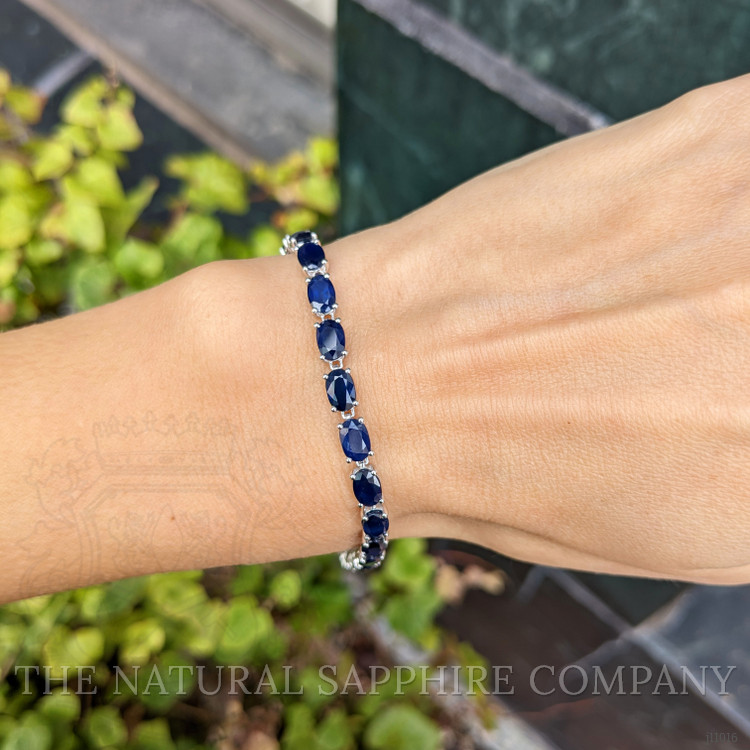 14.58 Ct.Tw. Blue Sapphire Tennis/Riviere Bracelet, 14K White Gold