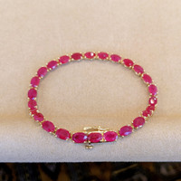 15.43 Ct.Tw. Ruby Tennis/Line Bracelet, 14K Yellow Gold Image