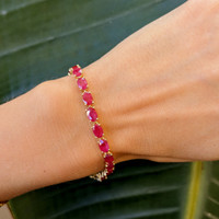 15.43 Ct.Tw. Ruby Tennis/Line Bracelet, 14K Yellow Gold Life Style