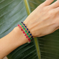 15.43 Ct.Tw. Ruby Tennis/Line Bracelet, 14K Yellow Gold Life Style