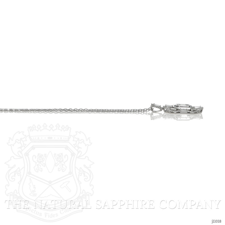 0.87 Ct. Blue Sapphire and Natural Diamond Antique Style Pendant, 18K White Gold