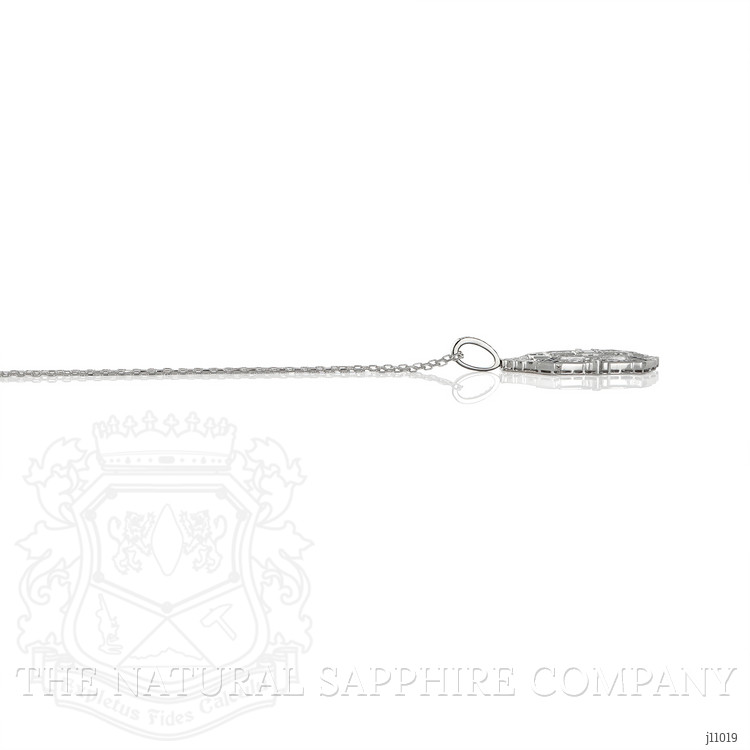 1.24 Ct. Blue Sapphire and Natural Diamond Antique Style Pendant, 18K White Gold