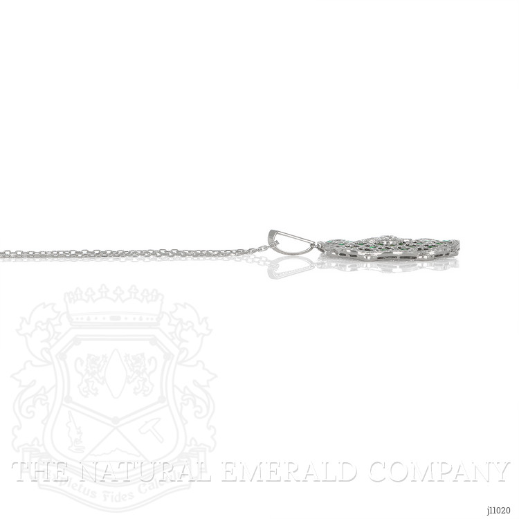 1.91 Ct. Emerald Natural Diamond Antique Style Pendant, 18K White Gold