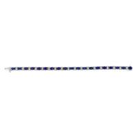 10.76 Ct.Tw. Blue Sapphire and Natural Diamond Pave Bracelet, 14K White Gold Image