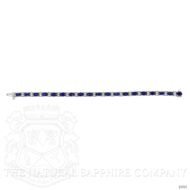 10.76 Ct.Tw. Blue Sapphire and Natural Diamond Pave Bracelet, 14K White Gold