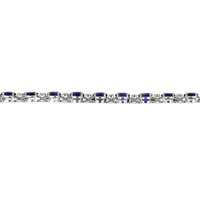 10.76 Ct.Tw. Blue Sapphire and Natural Diamond Pave Bracelet, 14K White Gold Image