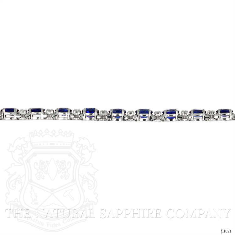 10.76 Ct.Tw. Blue Sapphire and Natural Diamond Pave Bracelet, 14K White Gold