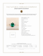 3.91 Ct. Emerald Natural Diamond Three Stone Ring, Platinum 950 Scan Report