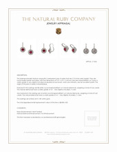 2.74 Ct.Tw. Ruby Natural Diamond Pave Earrings, 18K White Gold Appraisal