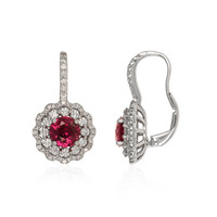 2.74 Ct.Tw. Ruby Natural Diamond Pave Earrings, 18K White Gold Image
