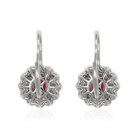 2.74 Ct.Tw. Ruby Natural Diamond Pave Earrings, 18K White Gold Image