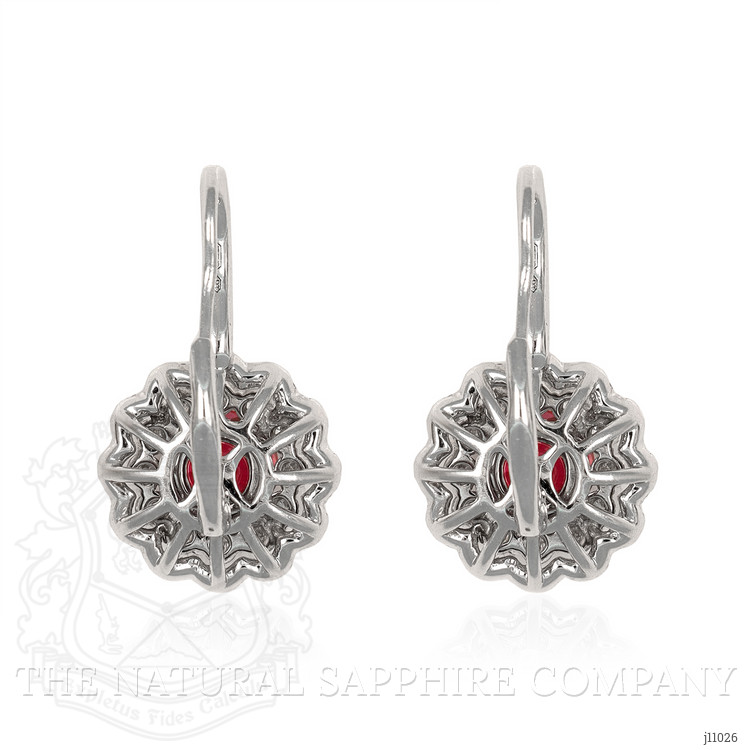 2.74 Ct.Tw. Ruby Natural Diamond Pave Earrings, 18K White Gold