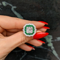 1.00 Ct. Emerald Natural Diamond Antique Style Ring, 18K White Gold Life Style