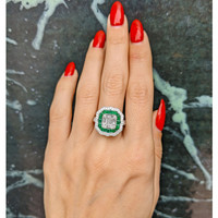 1.00 Ct. Emerald Natural Diamond Antique Style Ring, 18K White Gold Life Style
